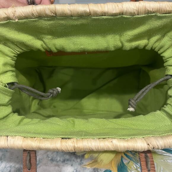 Vintage Bacamunda Bohemian Rattan Feather & Straw Tote Bag Made In Italy - Picture 4 of 10